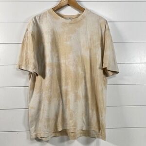 RicherPoorer Womens 100% Cotton Tie Dye Tshirt L Brown Crewneck Comfy Lived In